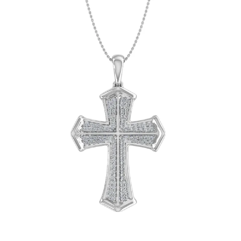 1/3 Carat Diamond Vintage Cross Pendant Necklace in Gold (Silver Chain Included)