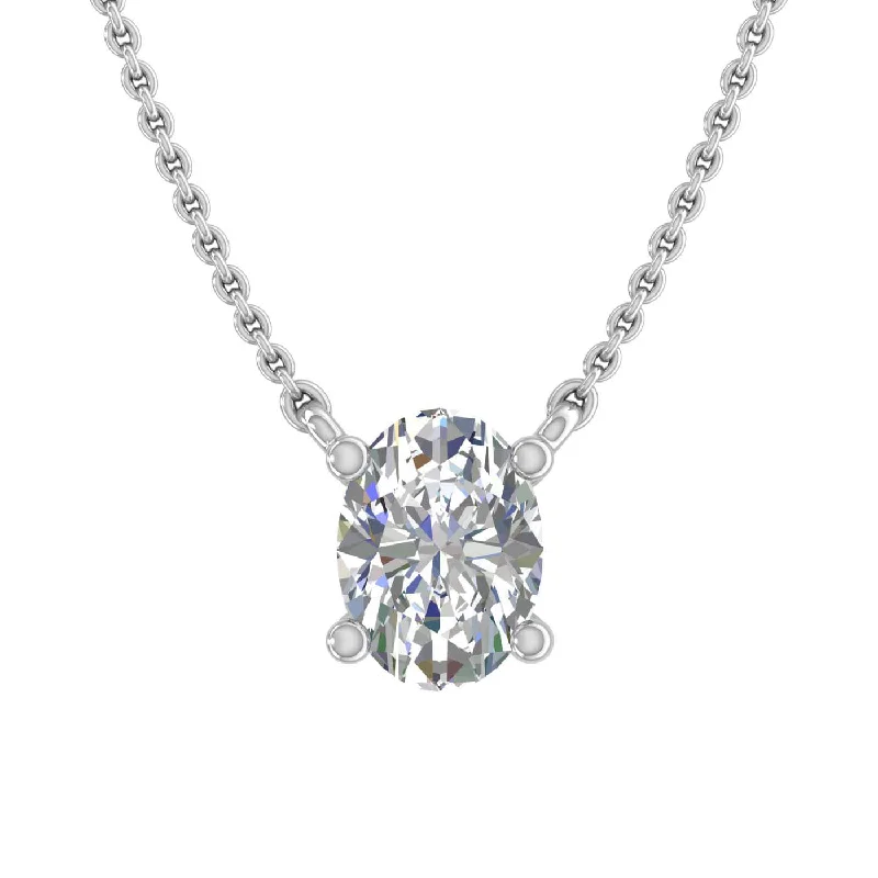 1/3 Carat Oval Cut Diamond Solitaire Pendant Necklace in Gold (Included Silver Chain)