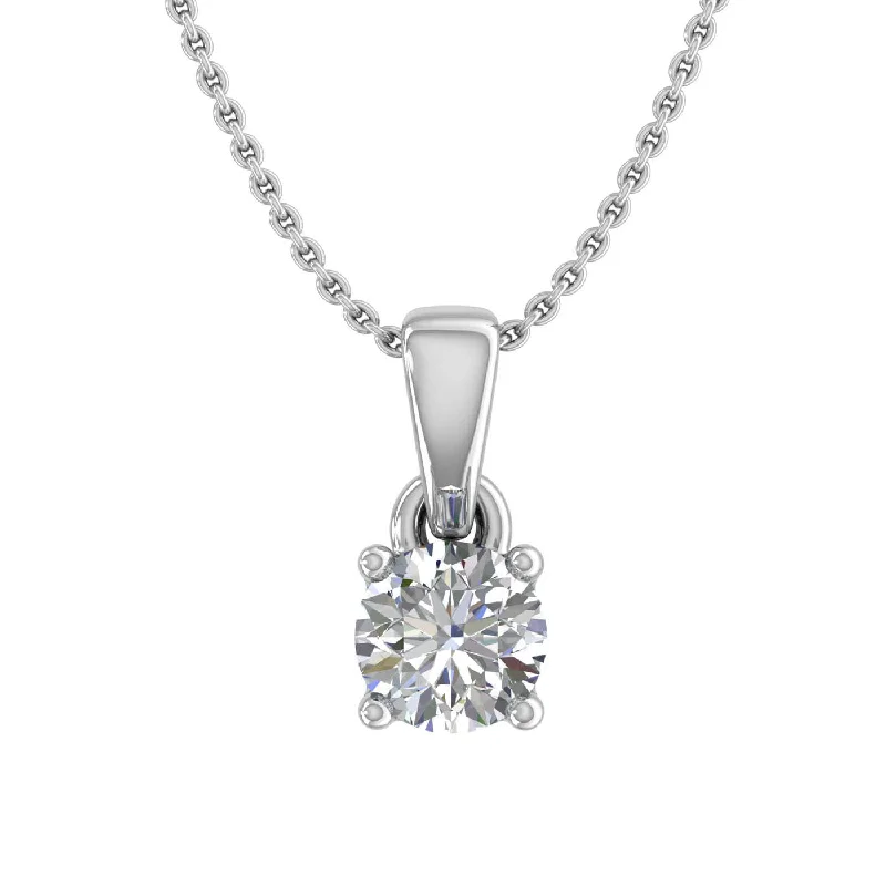 1/4 Carat 4-Prong Set Diamond Solitaire Pendant Necklace in Gold (with Silver Chain) - IGI Certified