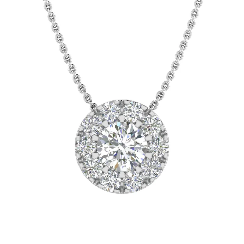 1/4 Carat Diamond Cluster Pendant Necklace in Gold (Silver Chain Included) - IGI Certified