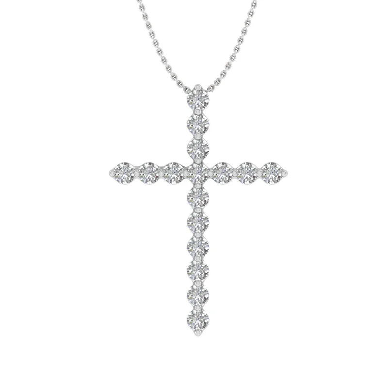 1/4 Carat Diamond Cross Pendant Necklace in Gold (Silver Chain Included)