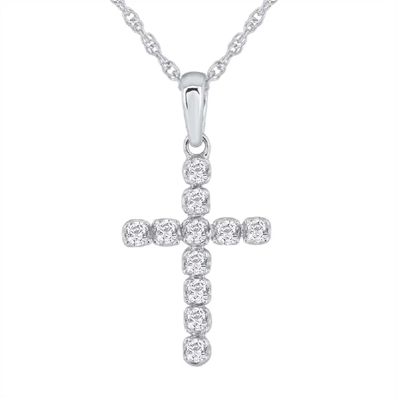 1/4 Carat Diamond Cross Pendant Necklace in Gold (Silver Chain Included)