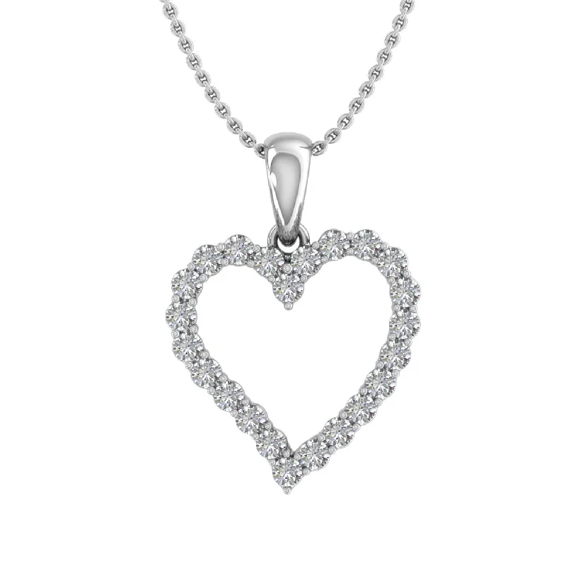 1/4 Carat Diamond Heart Pendant Necklace in Gold (Silver Chain Included)