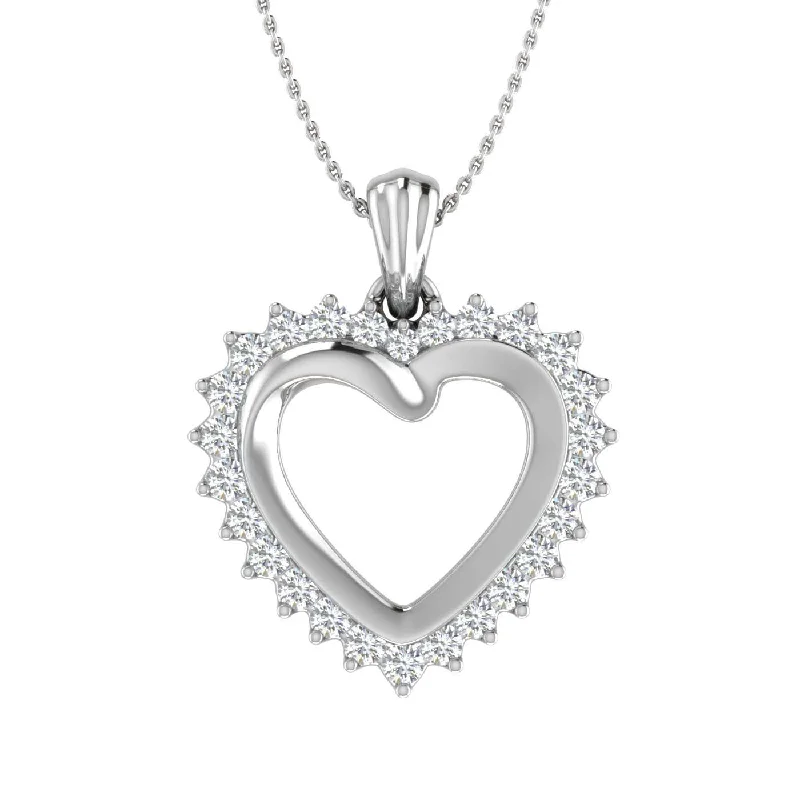 1/4 Carat Diamond Heart Pendant Necklace in Gold (Silver Chain Included)