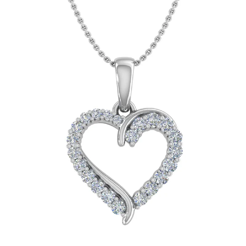 1/4 Carat Diamond Heart Pendant Necklace in Gold (Silver Chain Included)