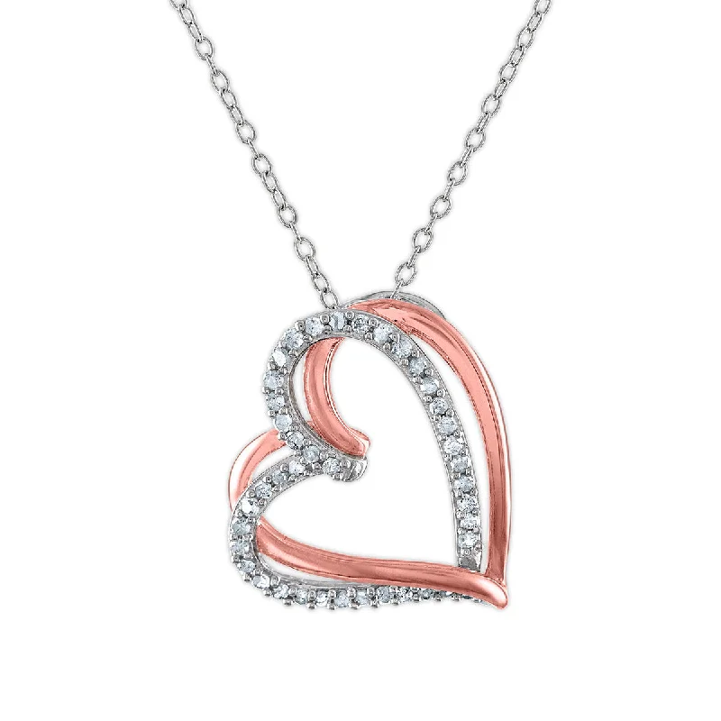 1/4 CTW Diamond Heart 18-inch Pendant in Two-Tone Sterling Silver