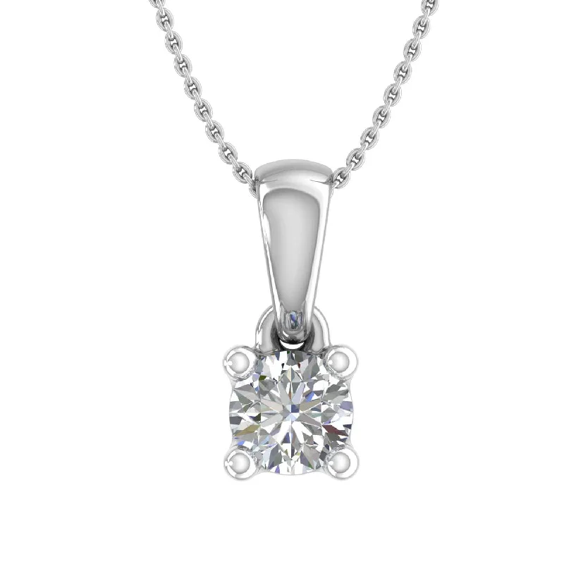 1/5 Carat 4-Prong Set Diamond Solitaire Pendant Necklace in Gold (with Silver Chain)