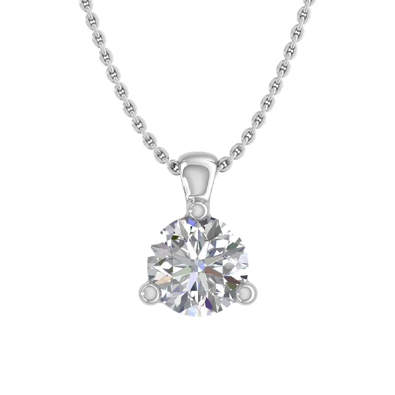 1/5 Carat Diamond 3-Prong Set Solitaire Pendant Necklace in Gold (with Silver Chain)