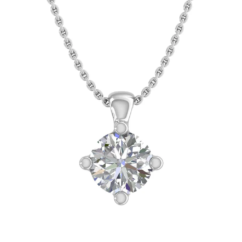 1/5 Carat Diamond 4-Prong Set Solitaire Pendant Necklace in Gold (with Silver Chain)