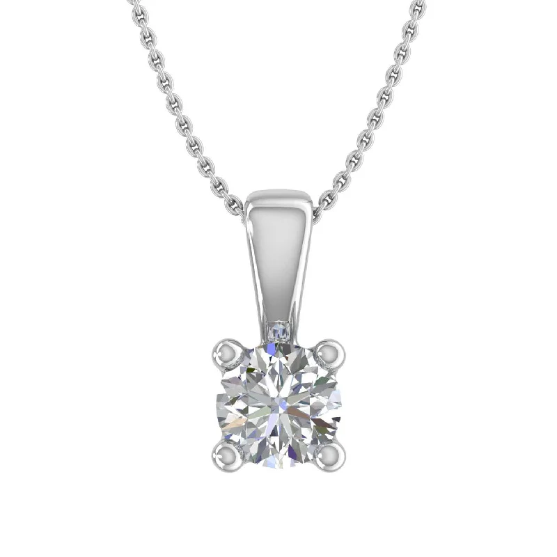 1/5 Carat Diamond 4-Prong Set Solitaire Pendant Necklace in Gold (with Silver Chain)