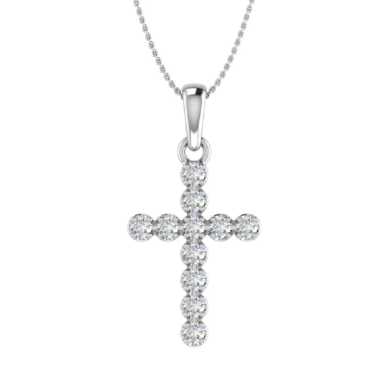 1/5 Carat Diamond Cross Pendant Necklace in Gold (Silver Chain Included)