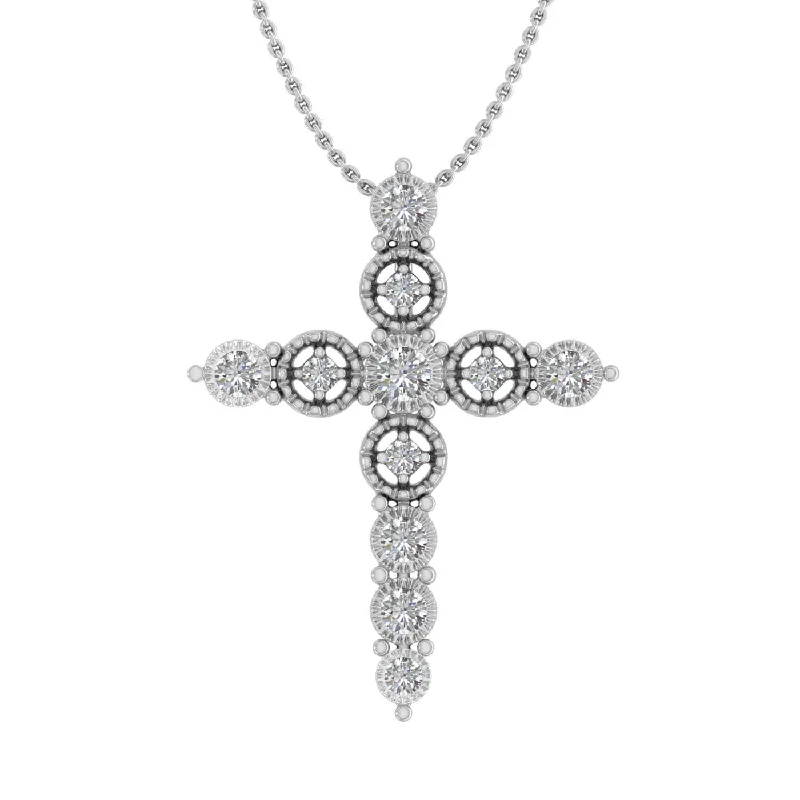 1/5 Carat Diamond Cross Pendant Necklace in Gold (Silver Chain Included)