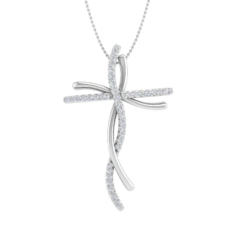 1/5 Carat Diamond Cross Pendant Necklace in Gold (Silver Chain Included)