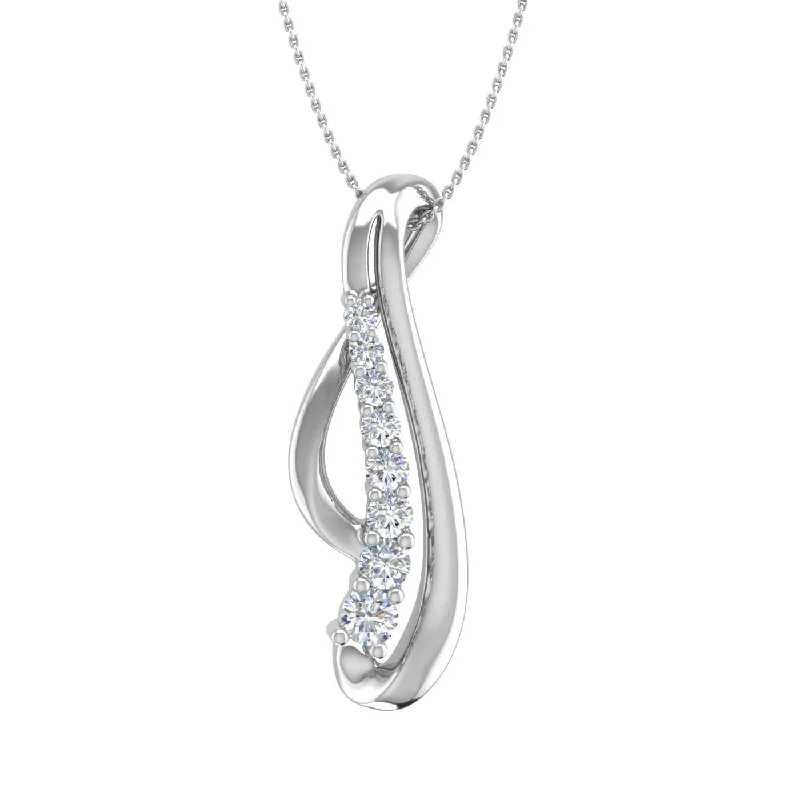 1/5 Carat Diamond Journey Pendant Necklace in Gold (Silver Chain Included)