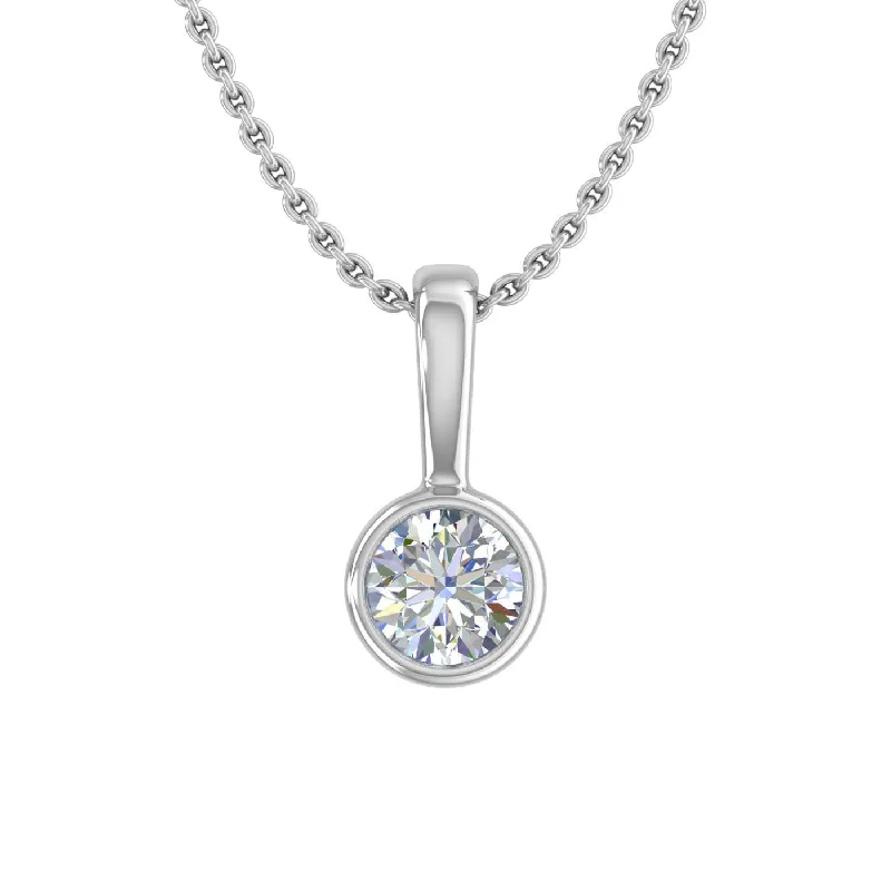 1/5 Carat Diamond Solitaire Pendant Necklace in Gold (SolidBell) (Included Silver Chain)