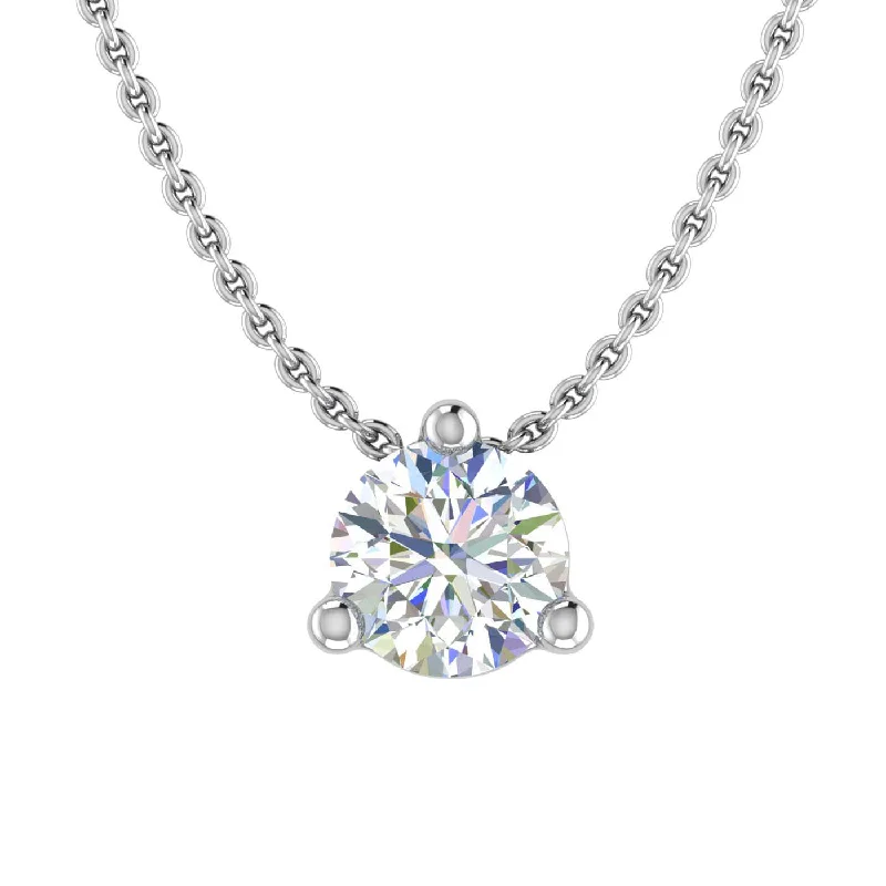 1/5 Carat Solitaire Diamond Pendant Necklace in Gold (Included Silver Chain) - IGI Certified