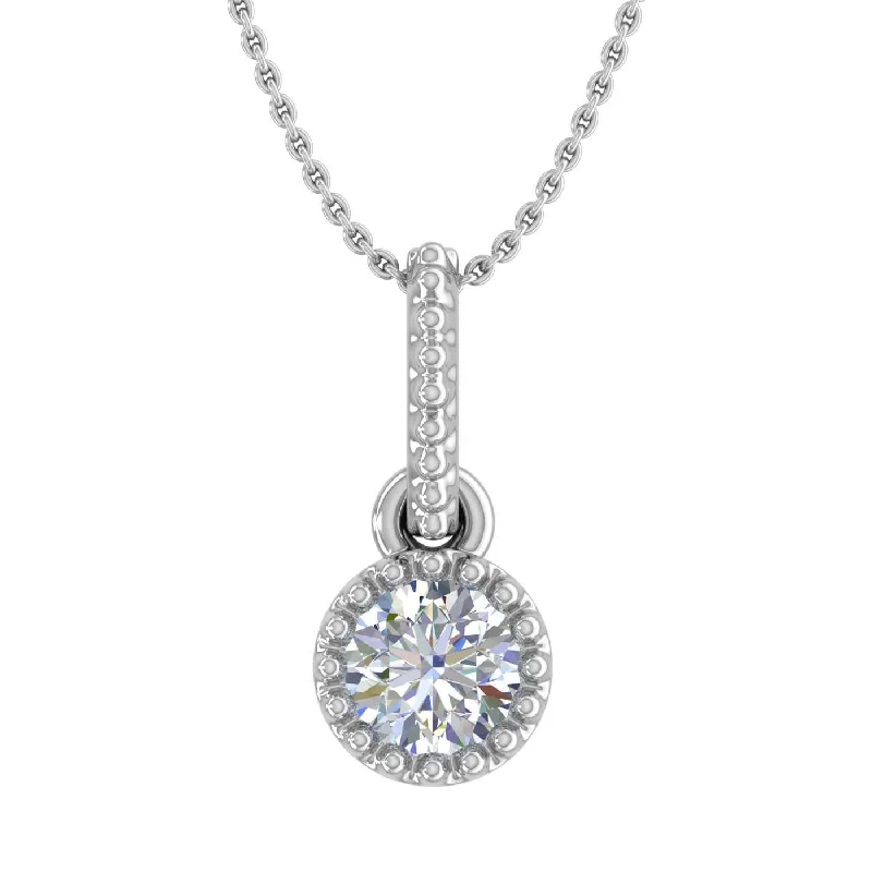 1/5 Carat Solitaire Diamond Pendant Necklace in Gold (Included Silver Chain)