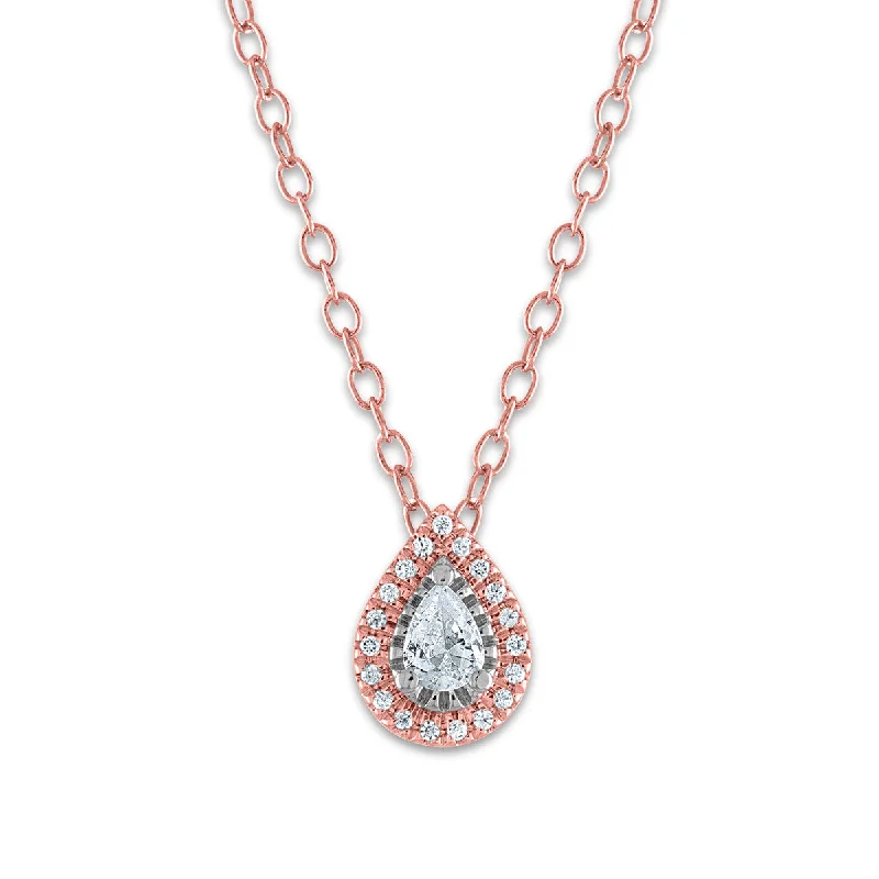 1/7 CTW Diamond Halo 18-inch Pendant in 10KT Rose Gold