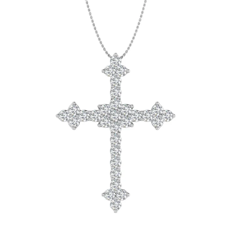 1 Carat (ctw) Diamond Cross Pendant Necklace in Gold (Included Silver Chain)