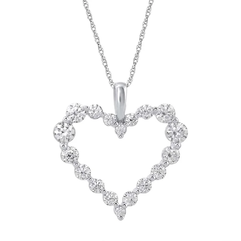 1 Carat (ctw) Diamond Heart Pendant Necklace in Gold (Silver Chain Included)