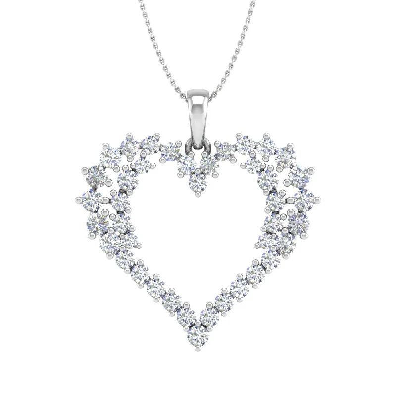 1 Carat Diamond Heart Pendant Necklace in Gold (Silver Chain Included)