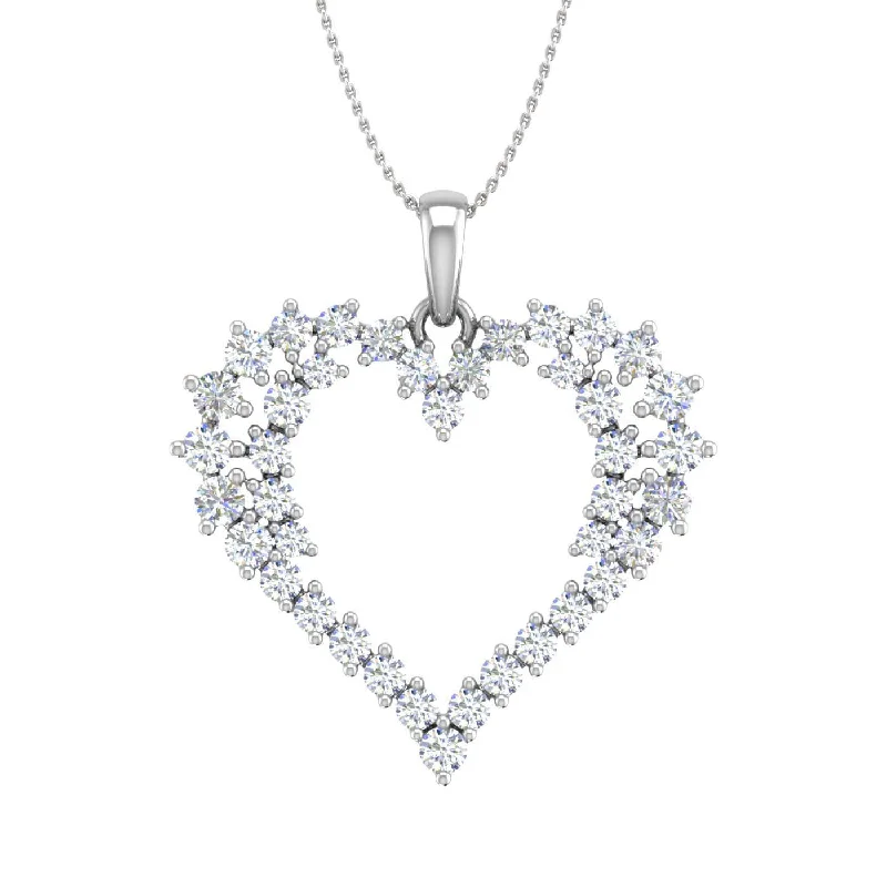 1 Carat Diamond Heart Pendant Necklace in Gold (Silver Chain Included)