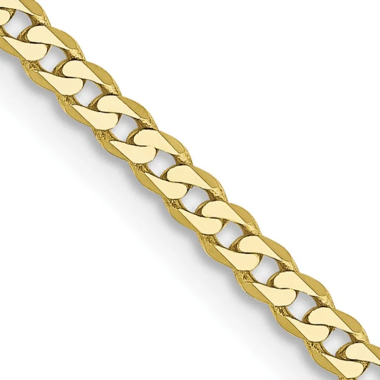 10KT Yellow Gold 18-inch 2.2MM Flat Beveled Curb Chain