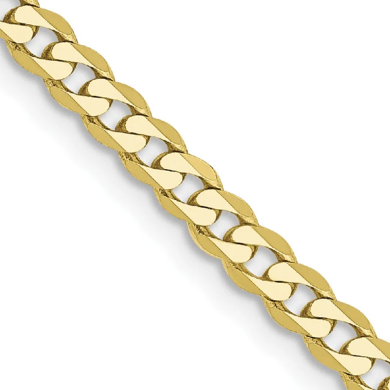 10KT Yellow Gold 18-inch 2.9MM Flat Beveled Curb Chain