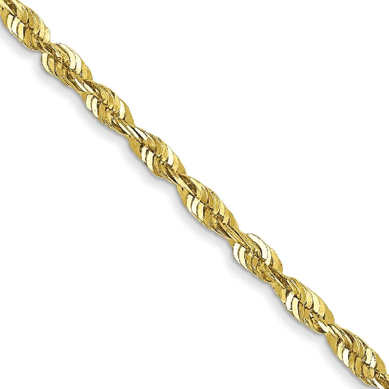 10KT Yellow Gold 20-inch 1.8MM Diamond-cut Lobster Clasp Rope Extra-Light Chain