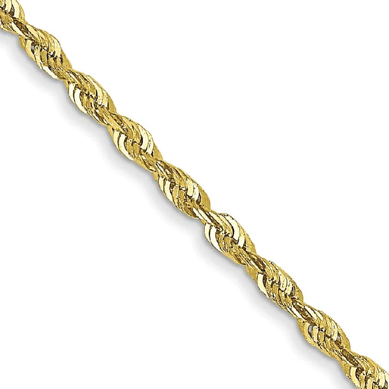 10KT Yellow Gold 24-inch 1.5MM Diamond-cut Lobster Clasp Rope Extra-Light Chain