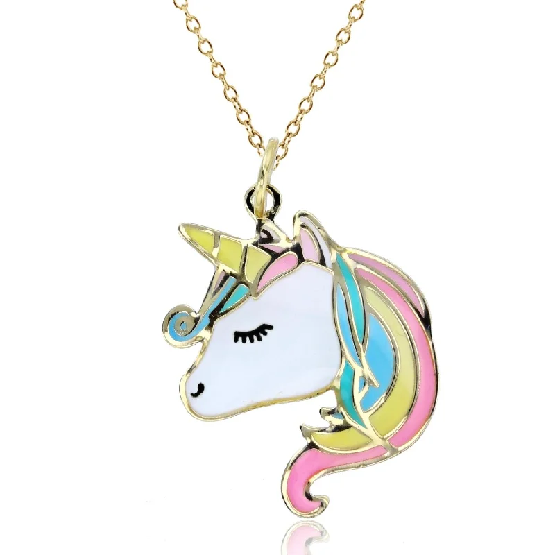 10KT Yellow Gold 28X18MM 18-inch Unicorn Pendant