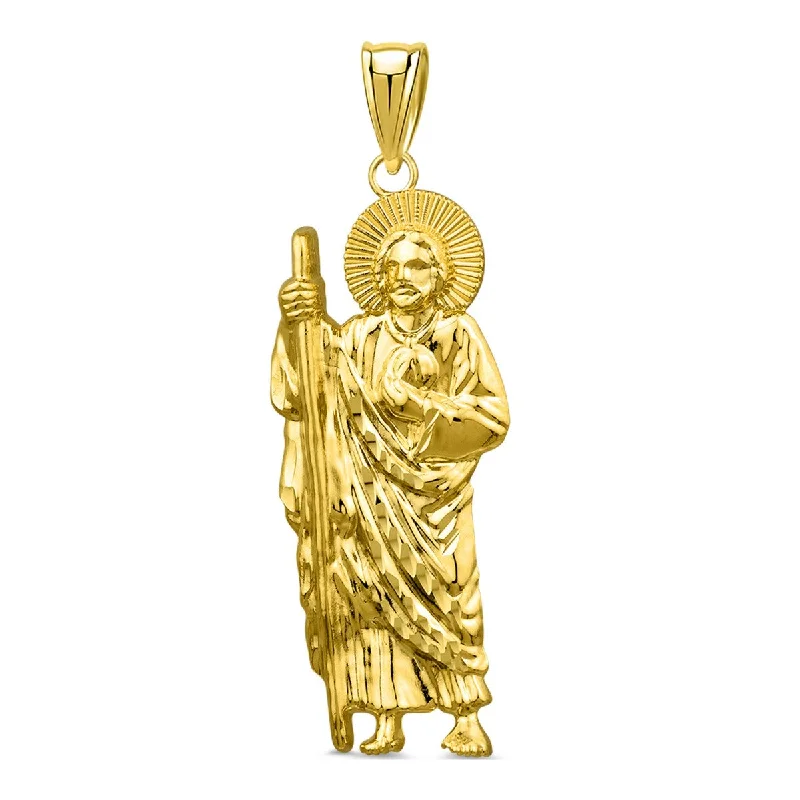 10KT Yellow Gold 40MM St Jude Pendant. Chain Not Included