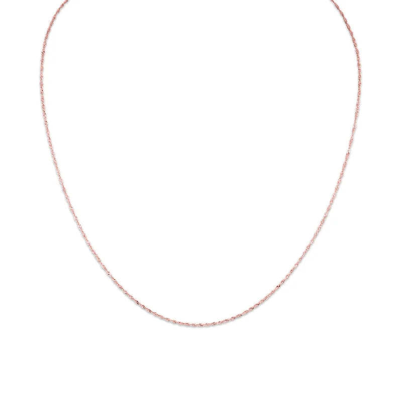 14KT Rose Gold 18-inch 1MM Singapore Chain