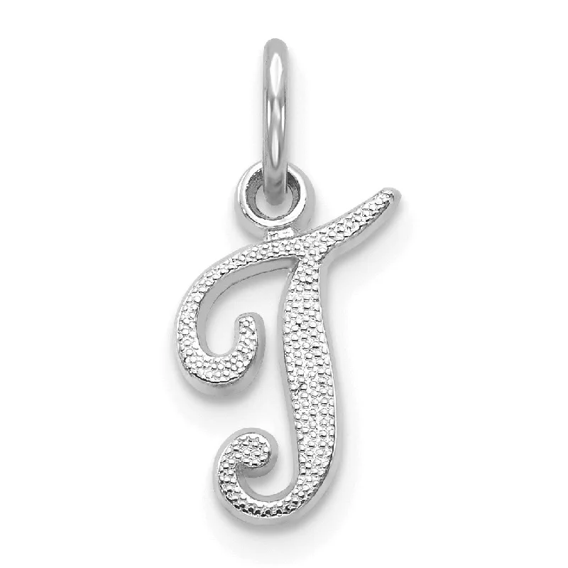 14KT White Gold 16X7MM Initial Pendant; Initial T. Chain not Included