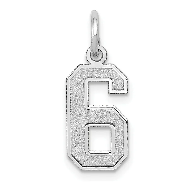 14KT White Gold 19X7MM Number 6 Pendant-Chain Not Included