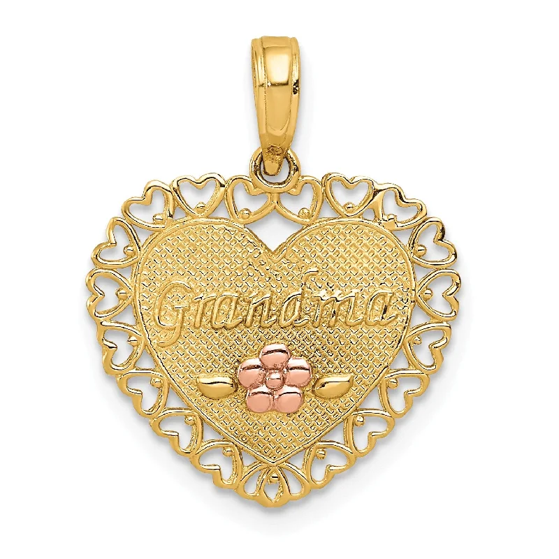 14KT Yellow and Rose Gold 20X17MM Grandma Pendant. Chain Not Included