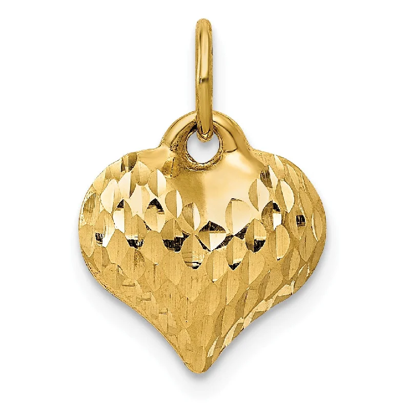 14KT Yellow Gold 14X11MM Three Dimensional Heart Pendant. Chain Not Included