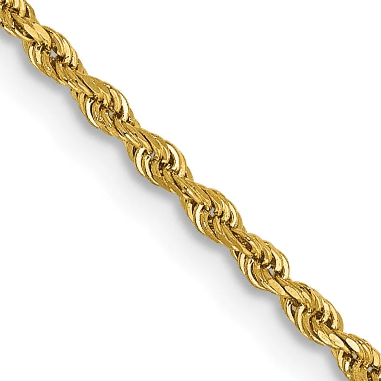 14KT Yellow Gold 16-inch 1.5MM Diamond-cut Lobster Clasp Rope Chain