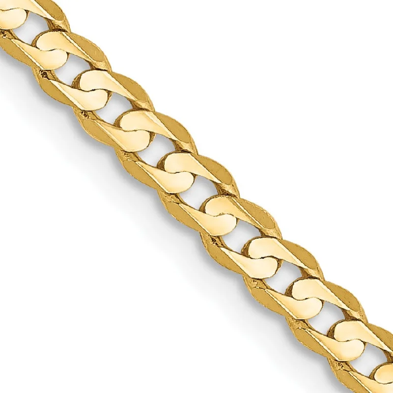 14KT Yellow Gold 24-inch 3MM Lobster Clasp Curb Chain