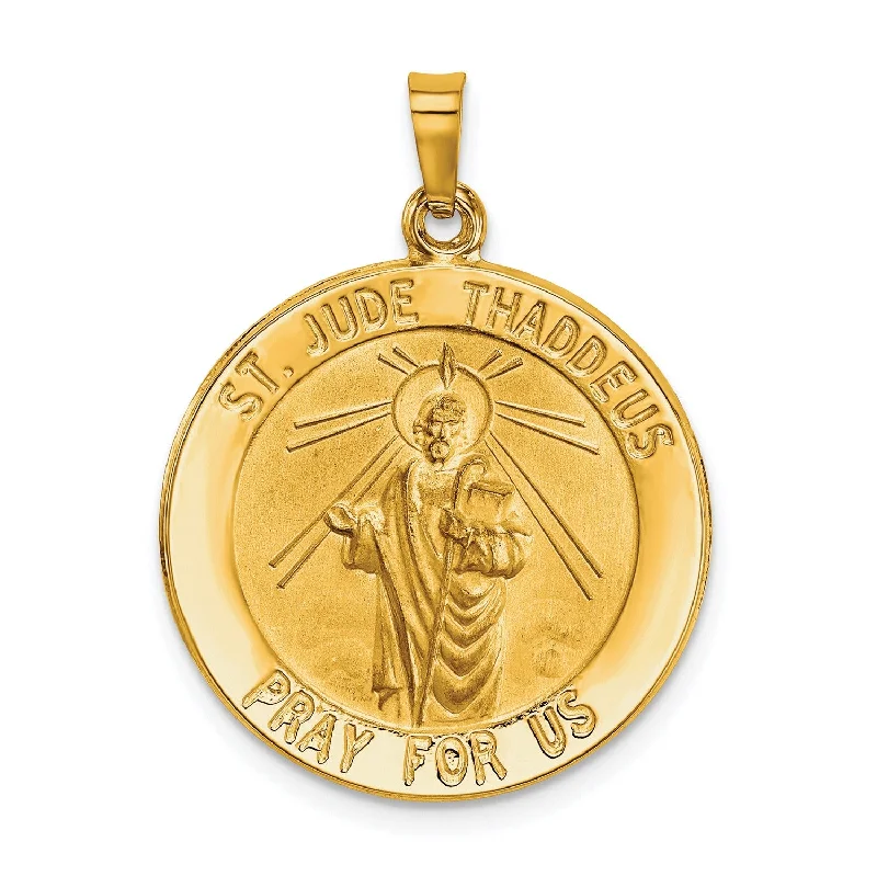 14KT Yellow Gold 31X22MM Medal Saint Jude Pendant. Chain Not Included