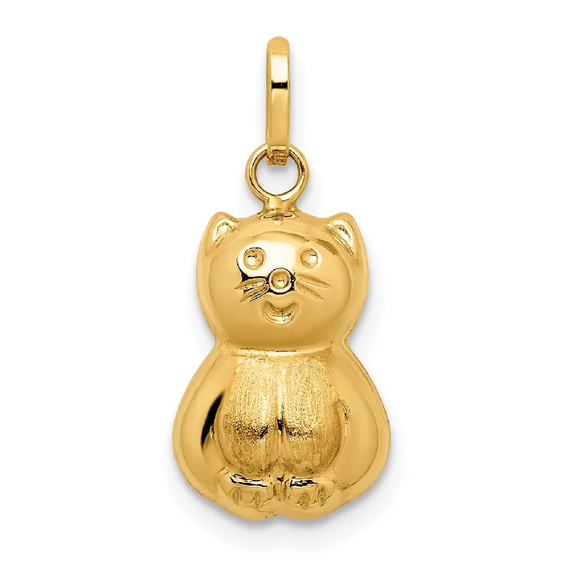 14KT Yellow Gold Cat Charm. Chain not Included