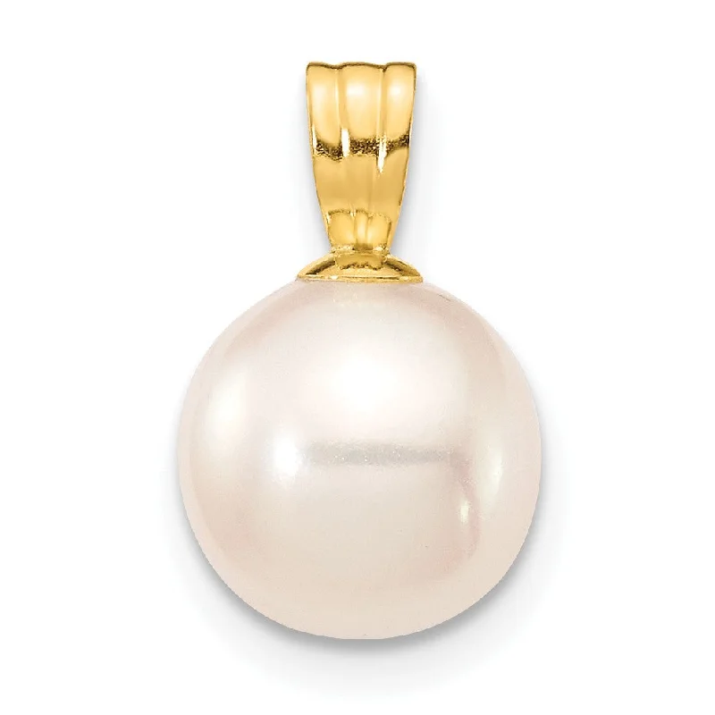 8X9MM Round Pearl Pendant in 14KT Yellow Gold. Chain not Included