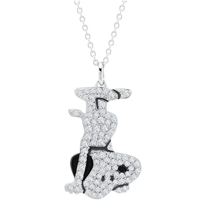 Crislu Platinum Plated Sterling Silver Cubic Zirconia 18-inch Snoopy Pendant