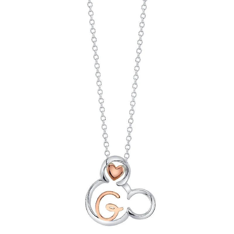 Disney Sterling Silver 18-inch Initial Pendant; Initial G