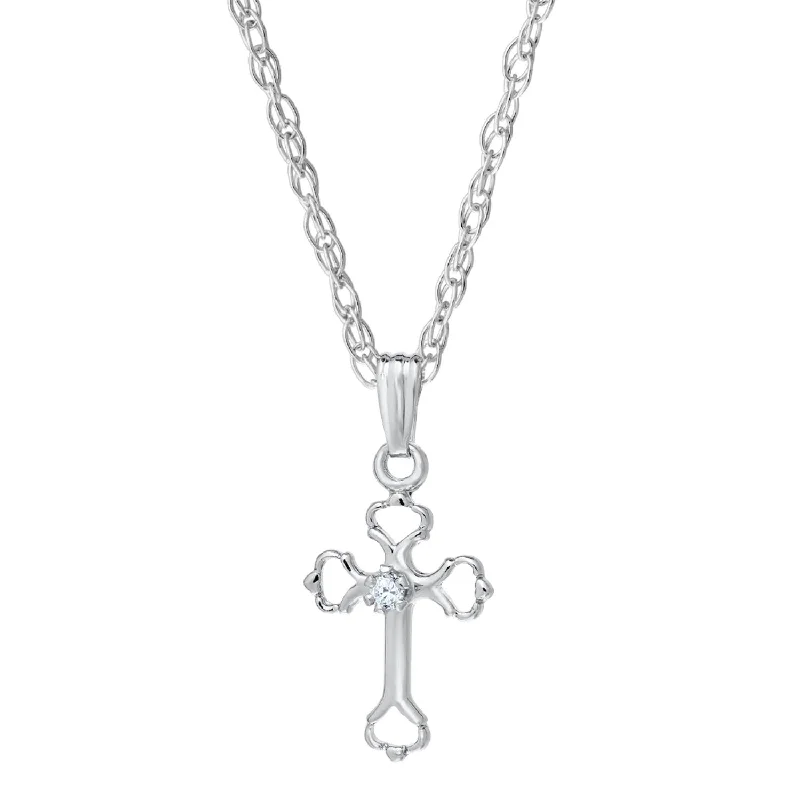 Kiddie Kraft Sterling Silver 15-inch Childrens Cross Pendant