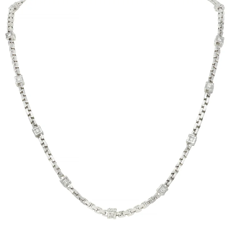 Louis Vuitton French Diamond 18 Karat White Gold Les Gastons Trunk Unisex Chain Necklace