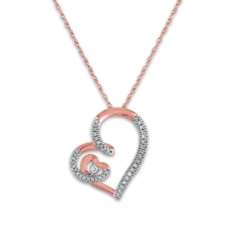 LoveSong 1/10 CTW Diamond Heart 18-inch Pendant in 10KT Rose Gold