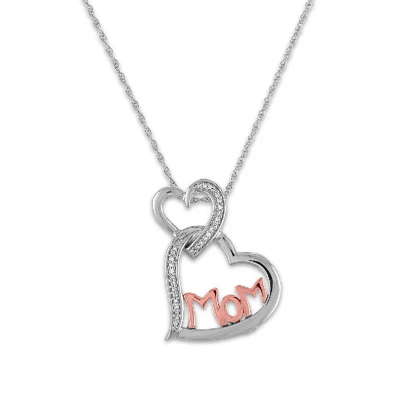 LoveSong 1/16 CTW Diamond Heart Mom 18-inch Pendant in Sterling Silver