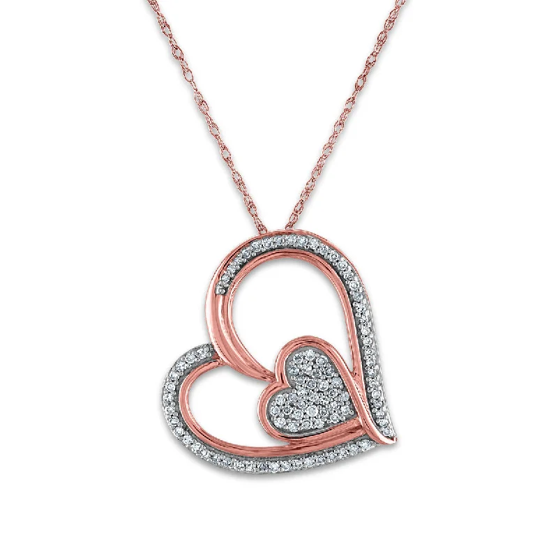 LoveSong 1/4 CTW Diamond Heart 18-inch Pendant in 10KT Rose Gold