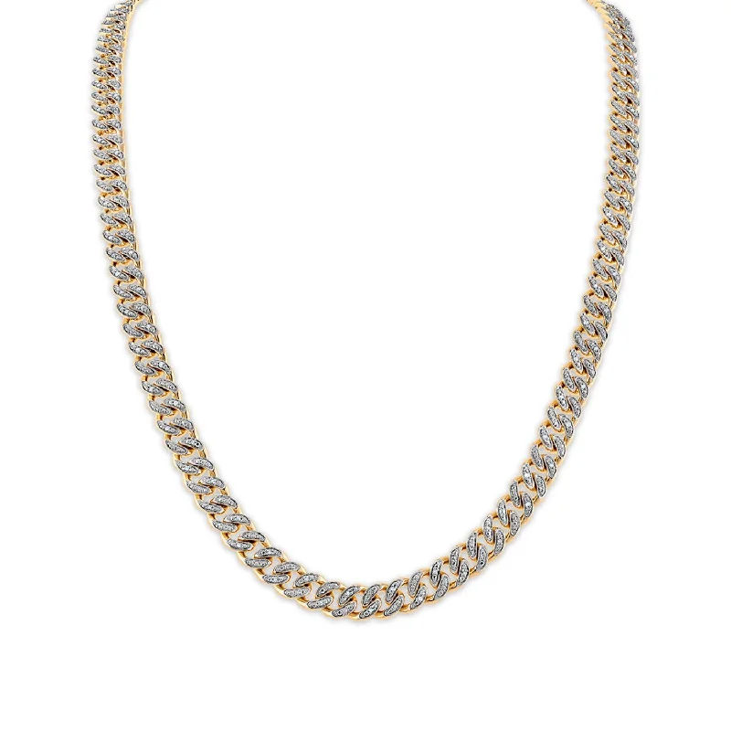 Luxe Layers 1/2 CTW Diamond Cuban Link 24-inch Chain in Yellow Gold Plated Sterling Silver